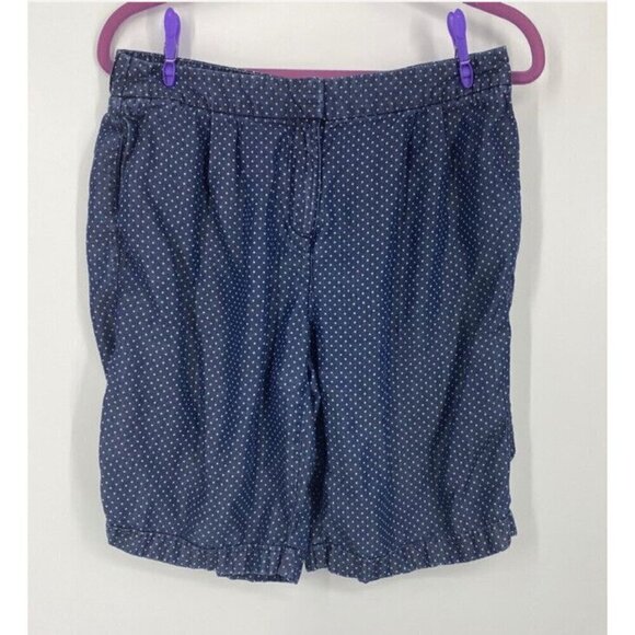 chicos blue and white polka dot cuffed short. Size 4/Small. Classic Preppy - Picture 1 of 7